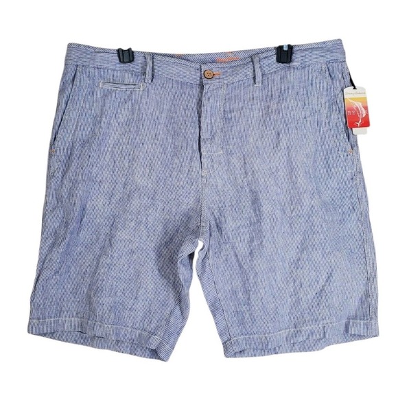 Tommy Bahama Other - Tommy Bahama Pure Linen Shorts Mens 42 Bluestone Hickory Stripe Wide Leg NWT